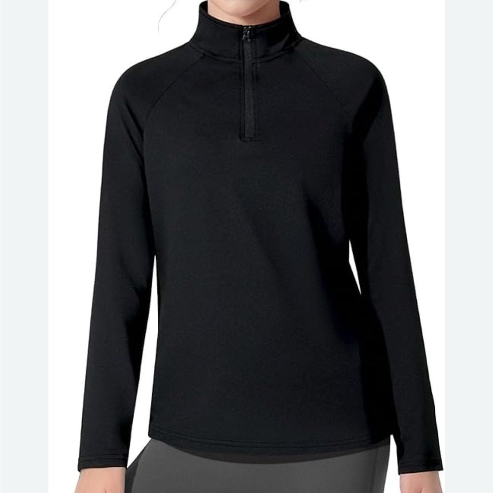 Lucy Black Quarter Zip Running Hiking Fishing Mock Neck Jacket EUC sz M